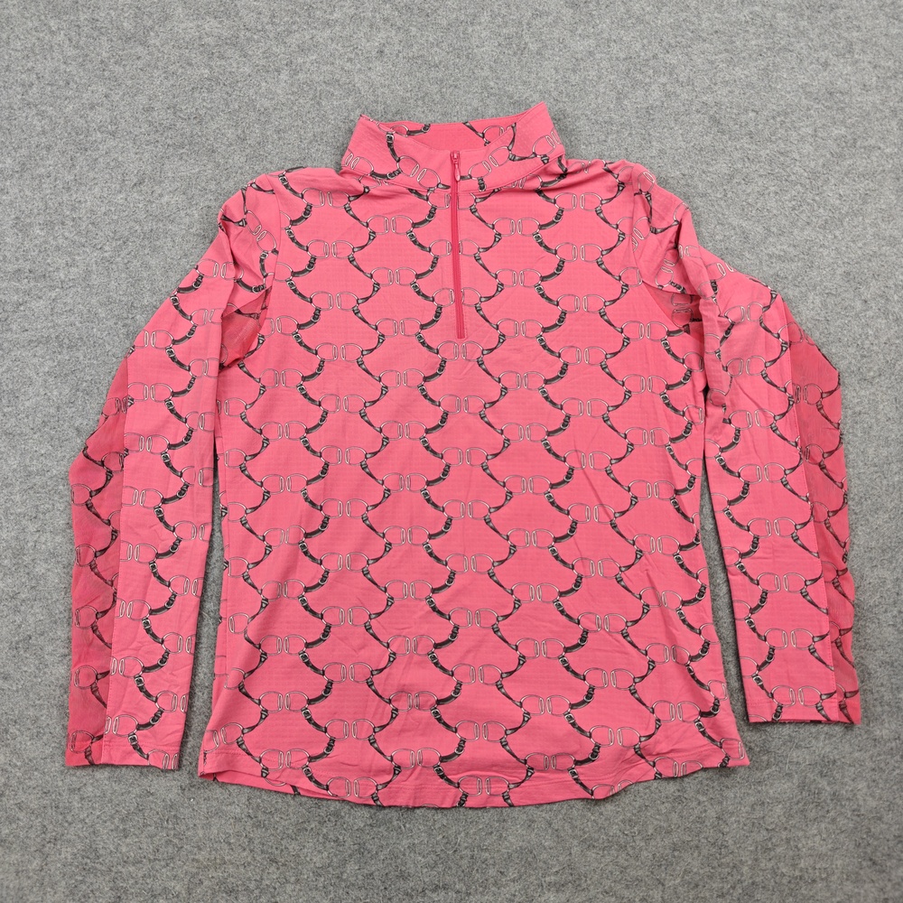IBKUL Shirt Womens Medium Pink Mock Neck Long Sleeve Golf Activewear Quick Dry